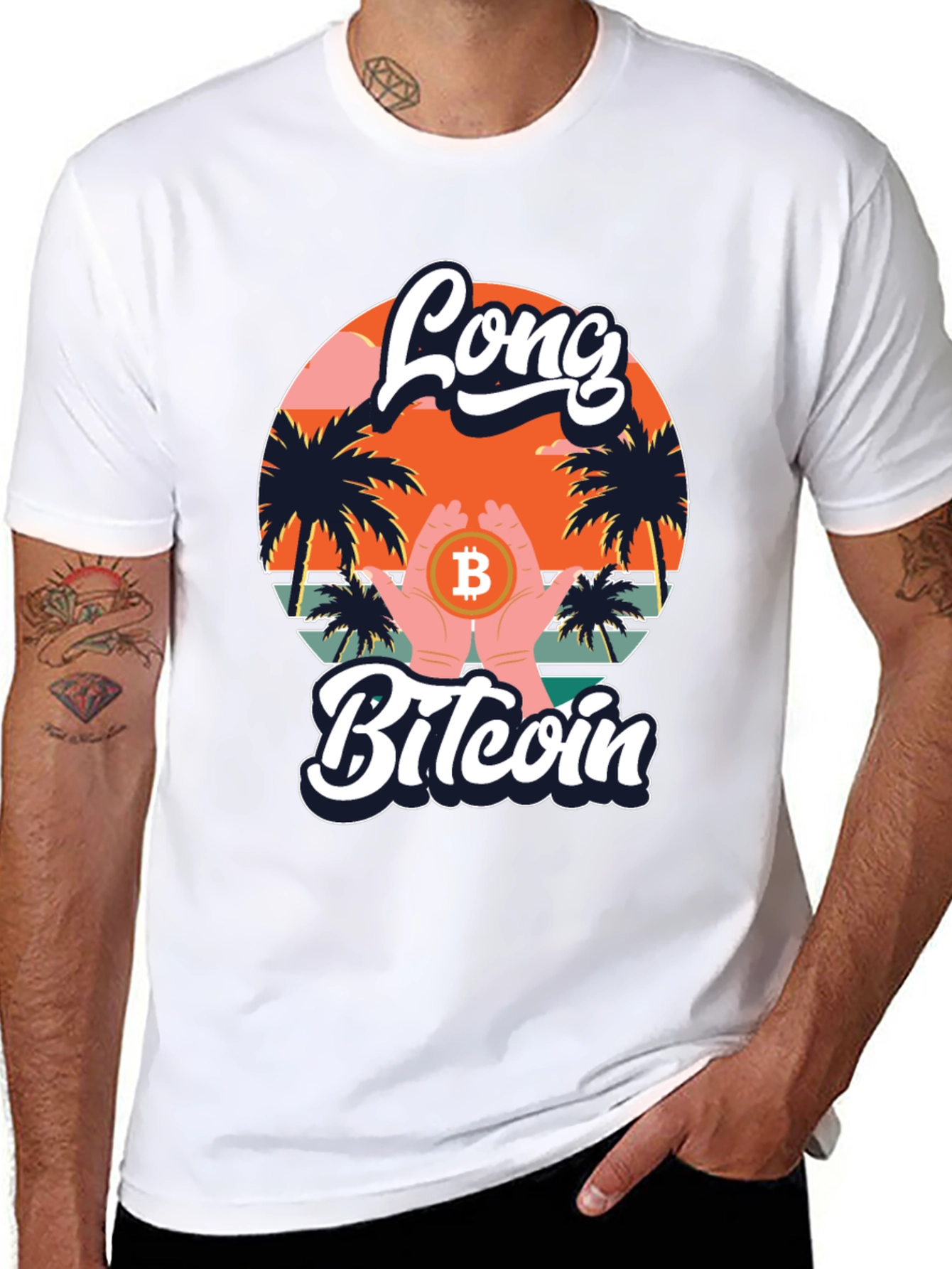 Long Bitcoin T-Shirt Crypto Design