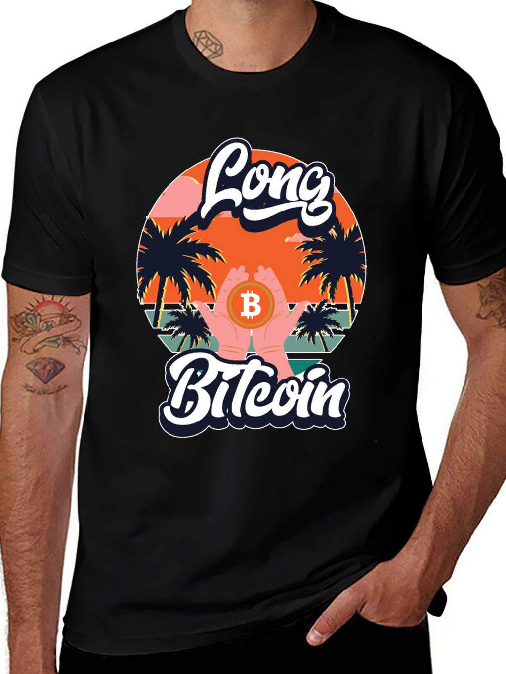Long Bitcoin T-Shirt Crypto Design