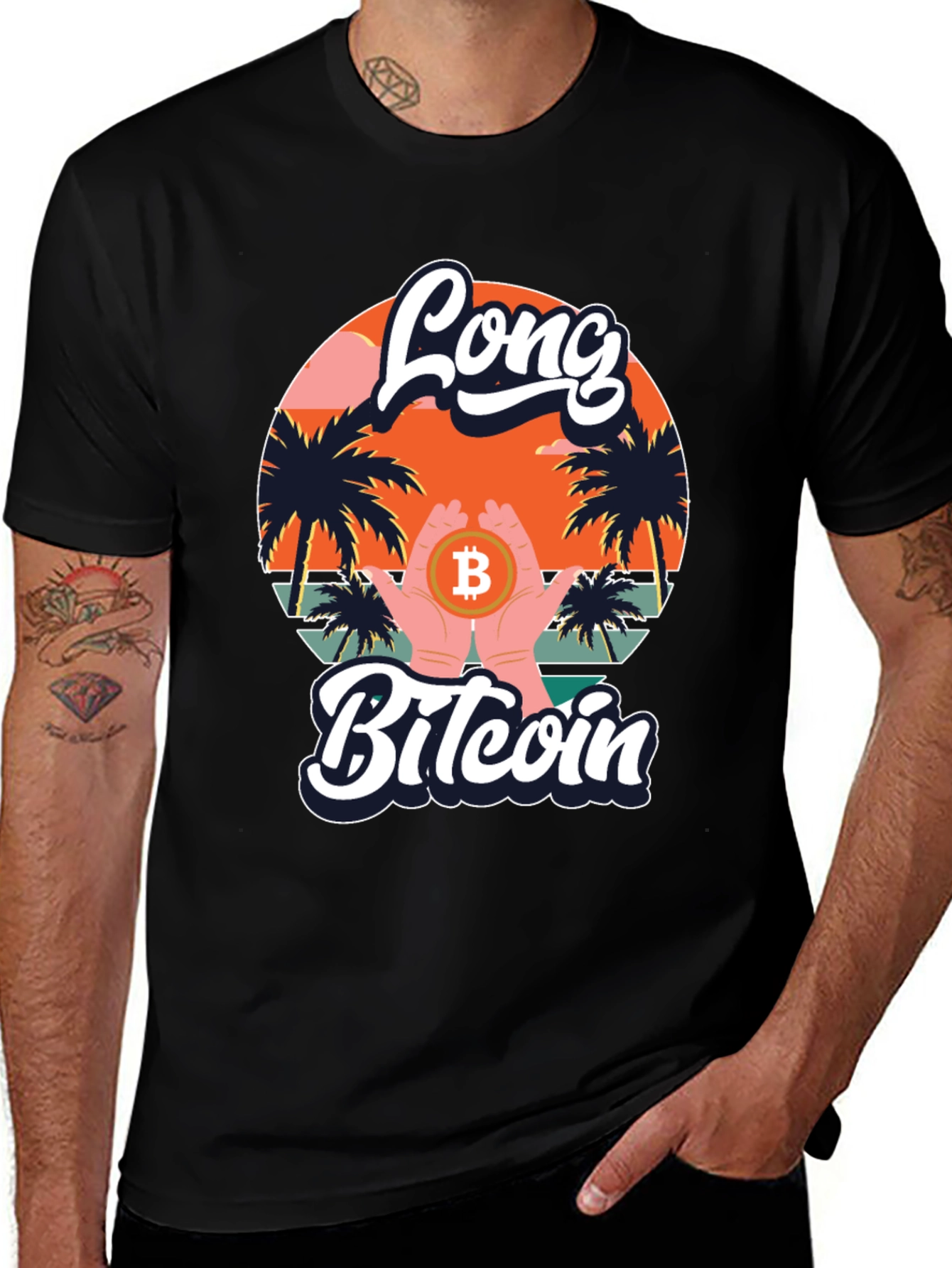 Long Bitcoin T-Shirt Crypto Design
