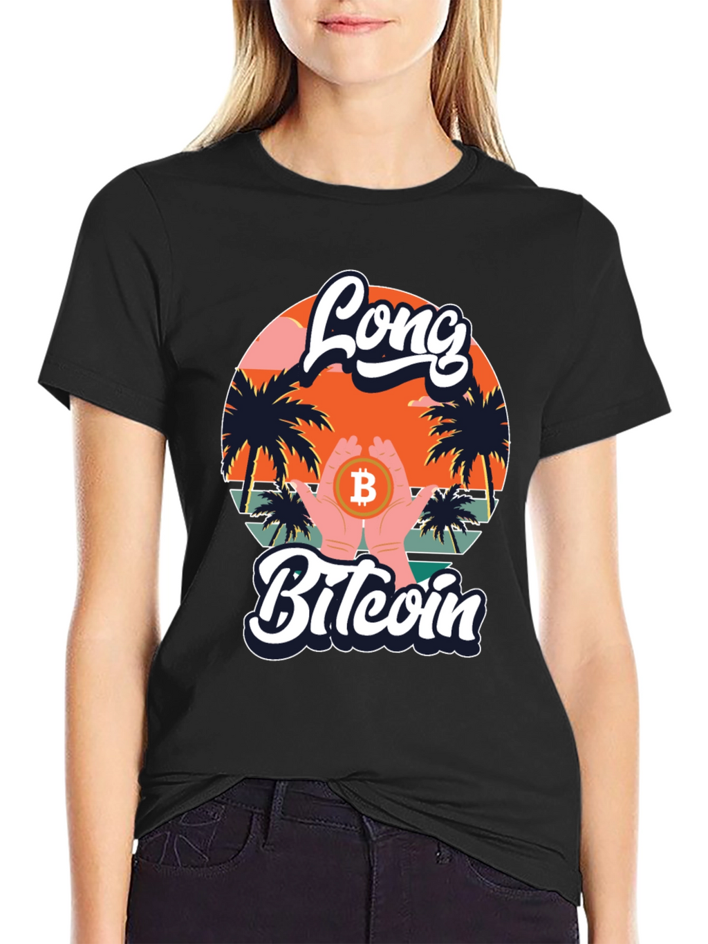 Long Bitcoin T-Shirt Crypto Design