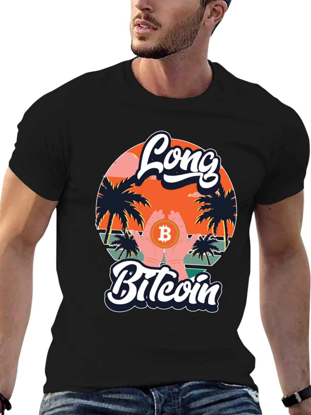 Long Bitcoin T-Shirt Crypto Design