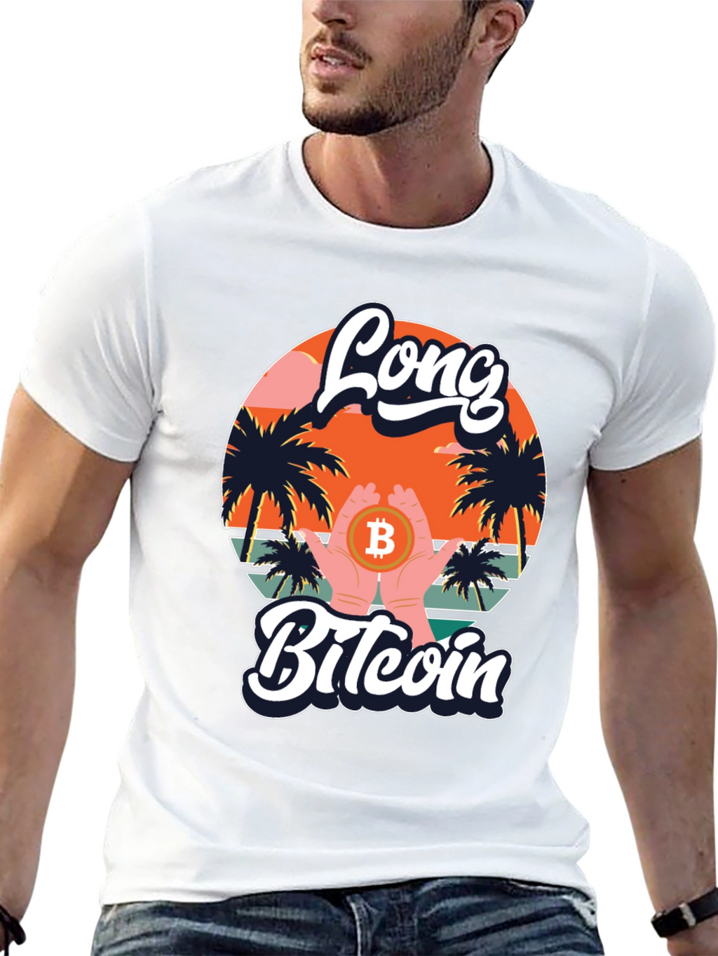 Long Bitcoin T-Shirt Crypto Design