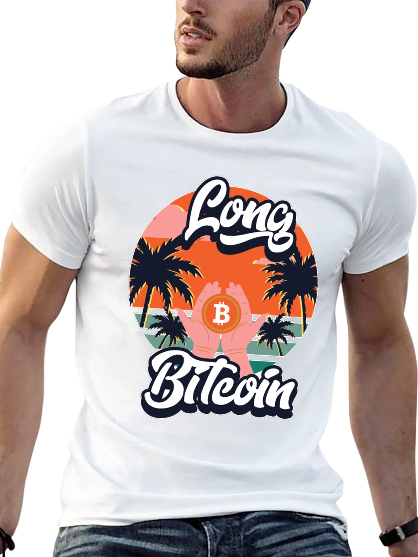 Long Bitcoin T-Shirt Crypto Design