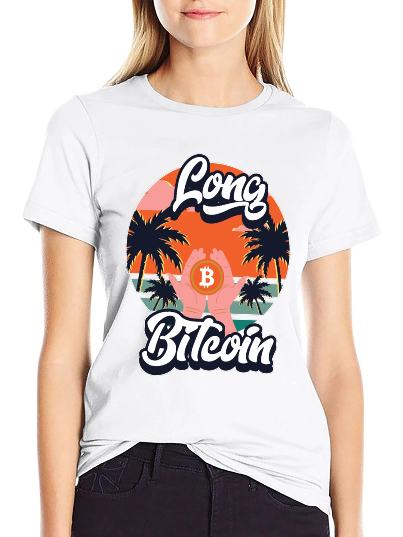 Long Bitcoin T-Shirt Crypto Design