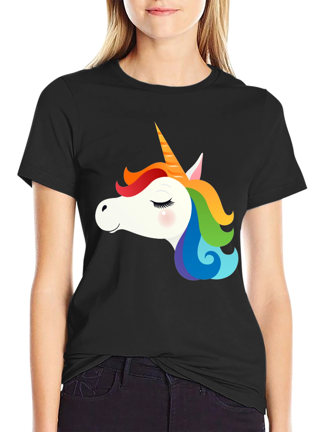 Unicorn Graphic Tee - Black Cotton T-Shirt