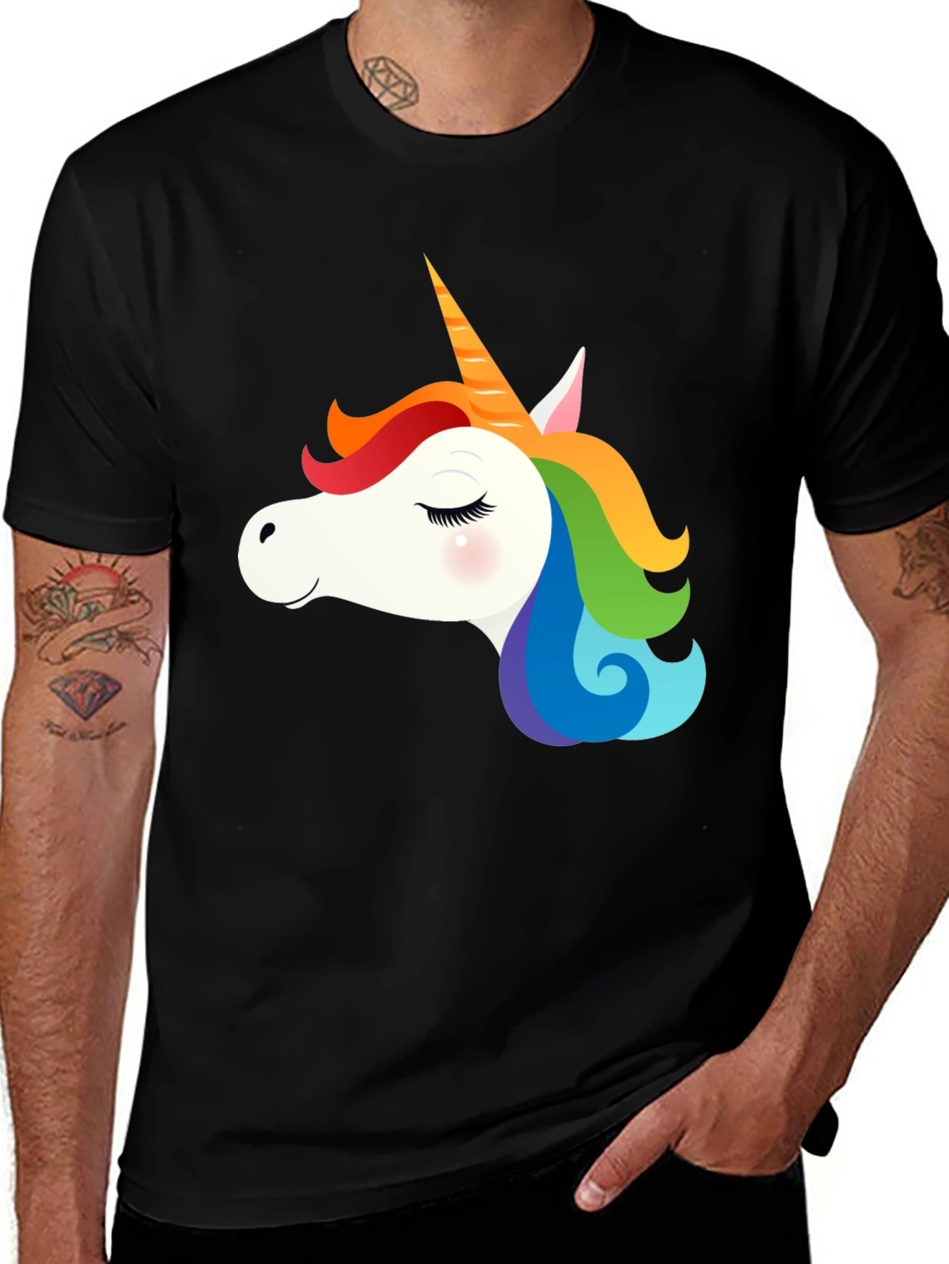 Unicorn Graphic Tee - Black Cotton T-Shirt