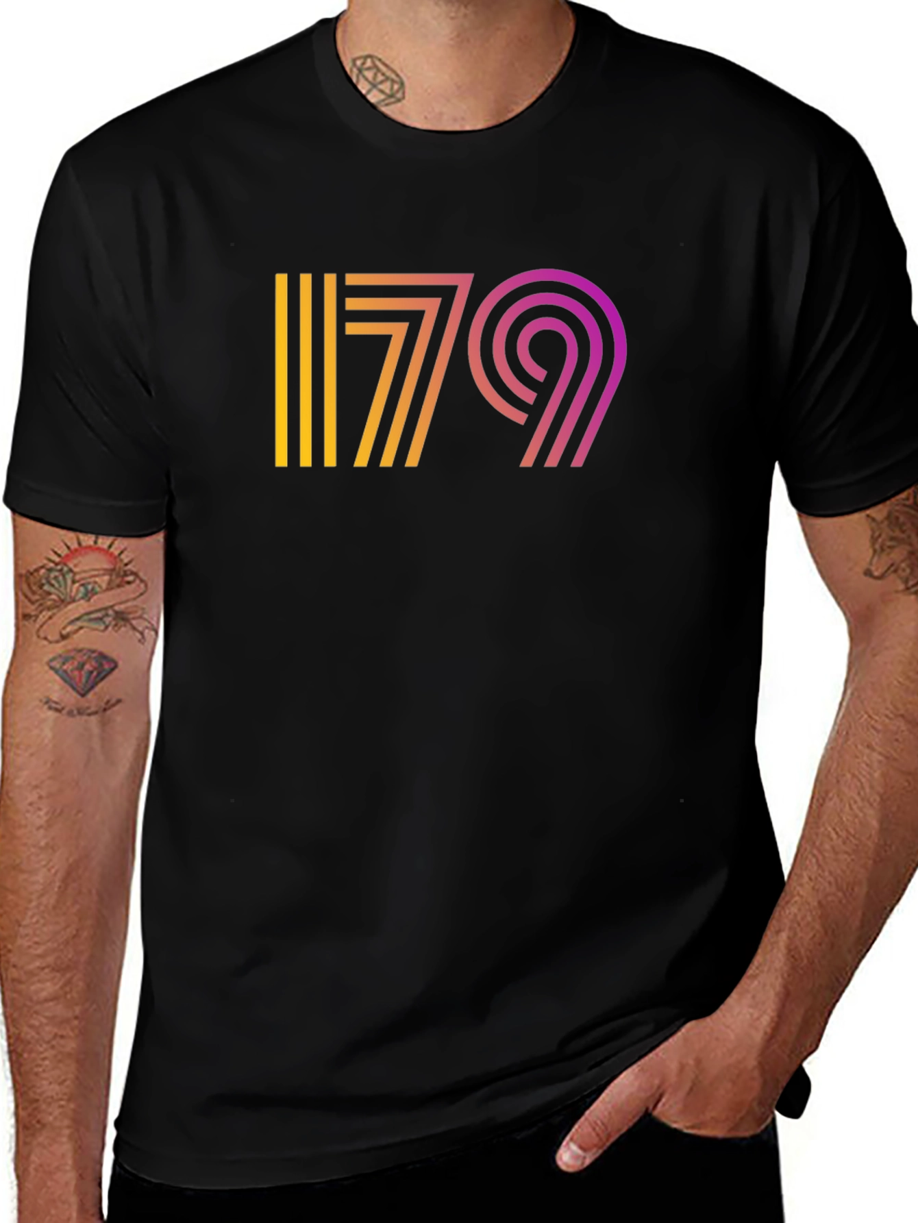 Retro 79 Graphic Tee - Gradient Design Black T-Shirt