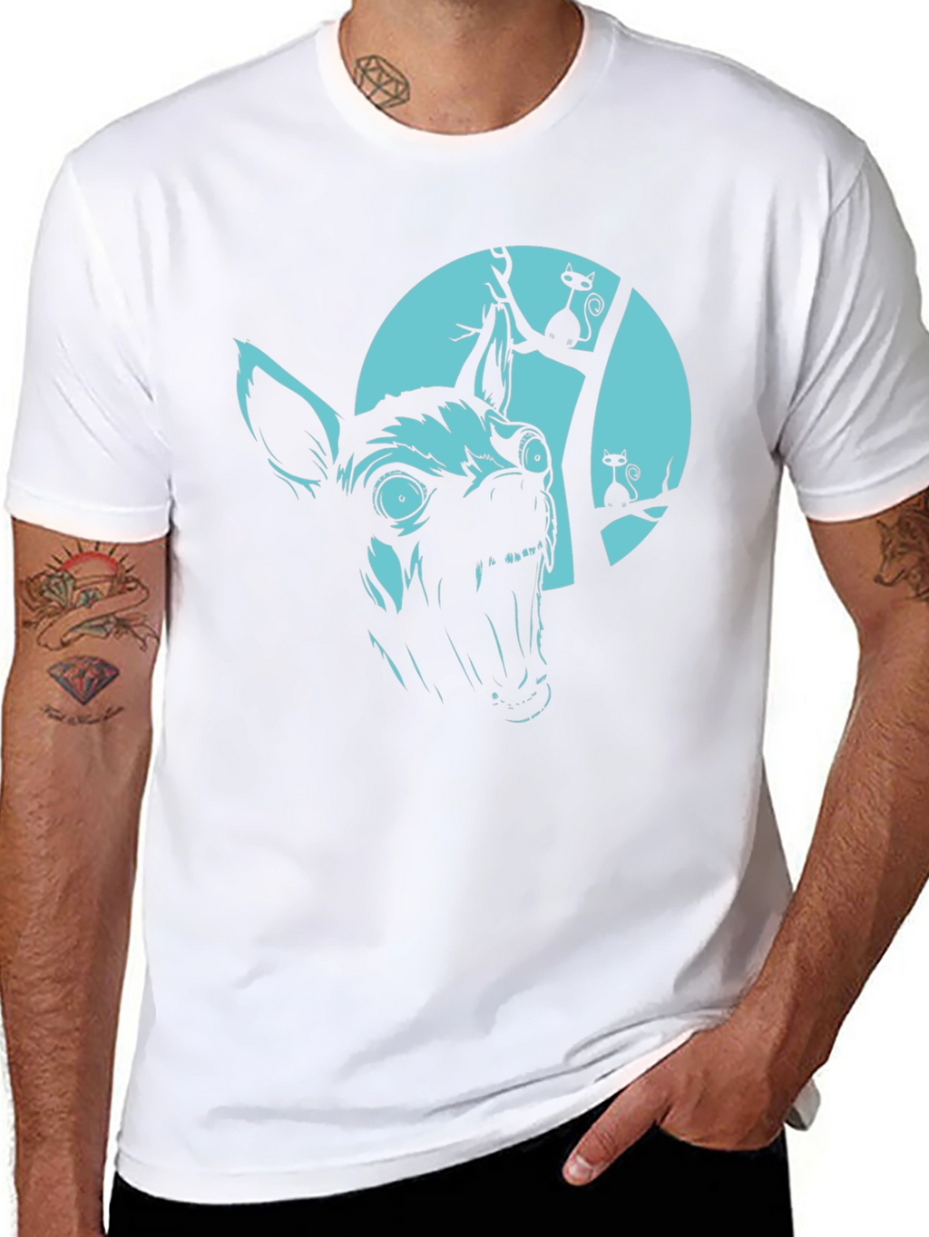 Mens Halloween Dog & Cat Graphic Tee
