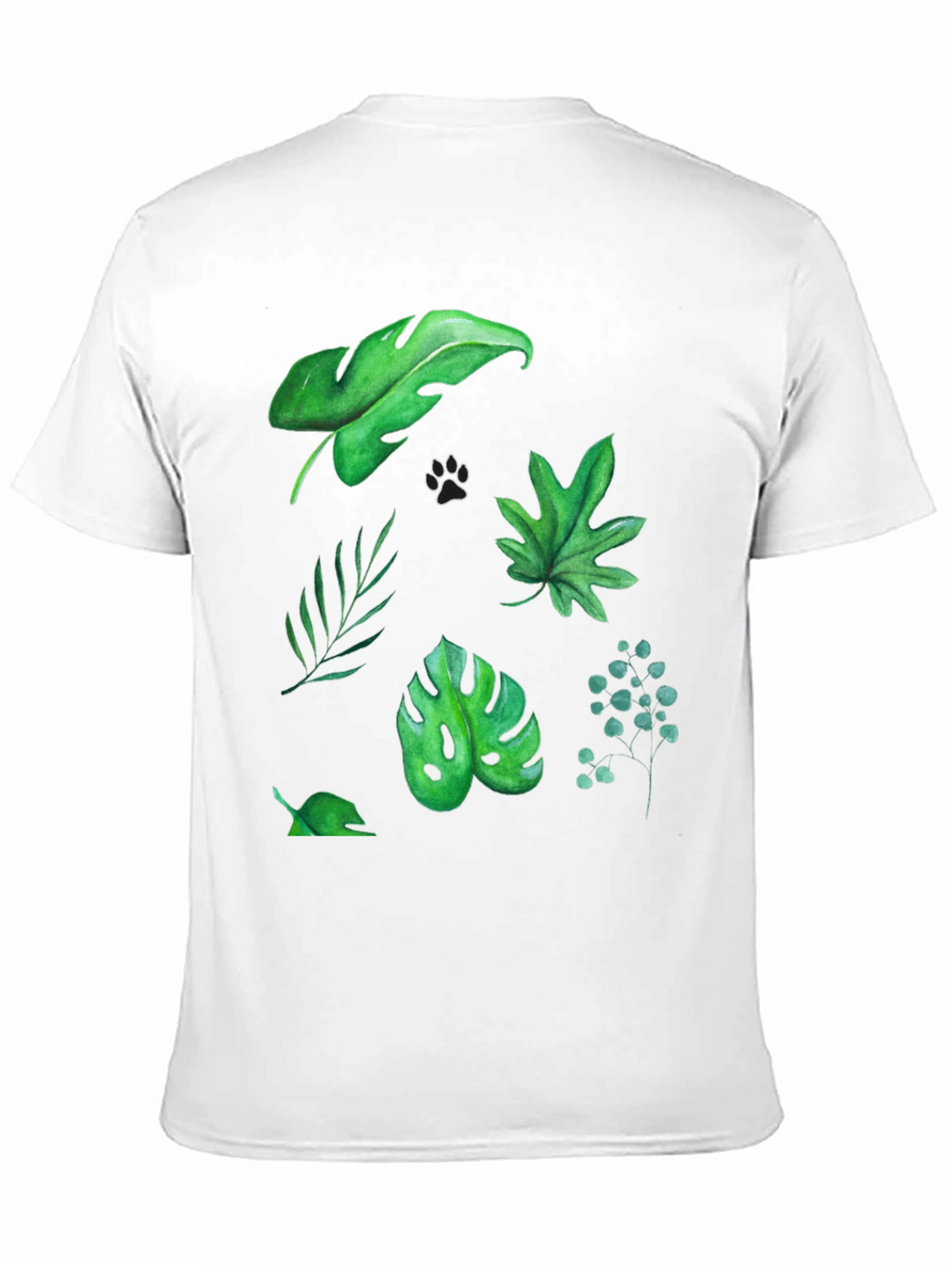 Leaf Print Tee - Black Cotton T-Shirt