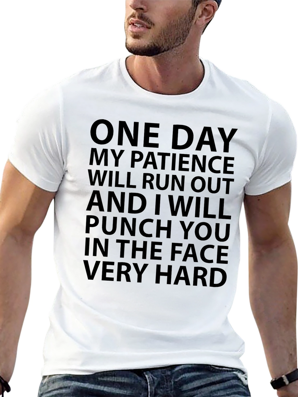 Humorous Black T-Shirt: Patience Warning