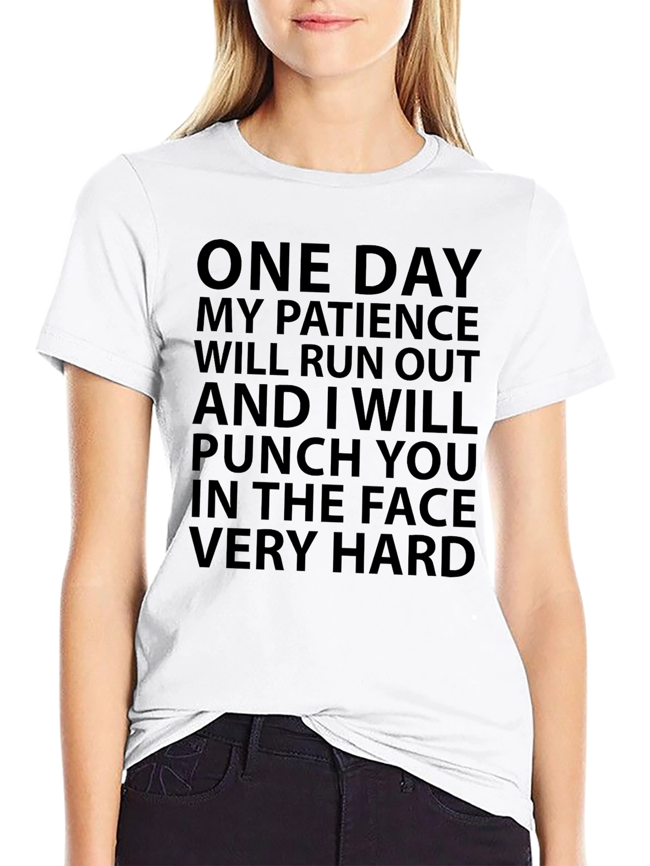 Humorous Black T-Shirt: Patience Warning