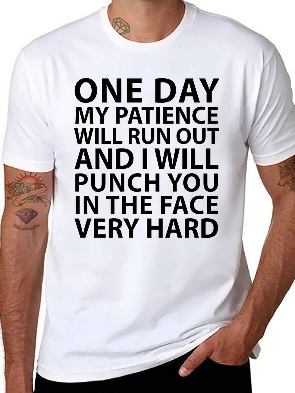 Humorous Black T-Shirt: Patience Warning