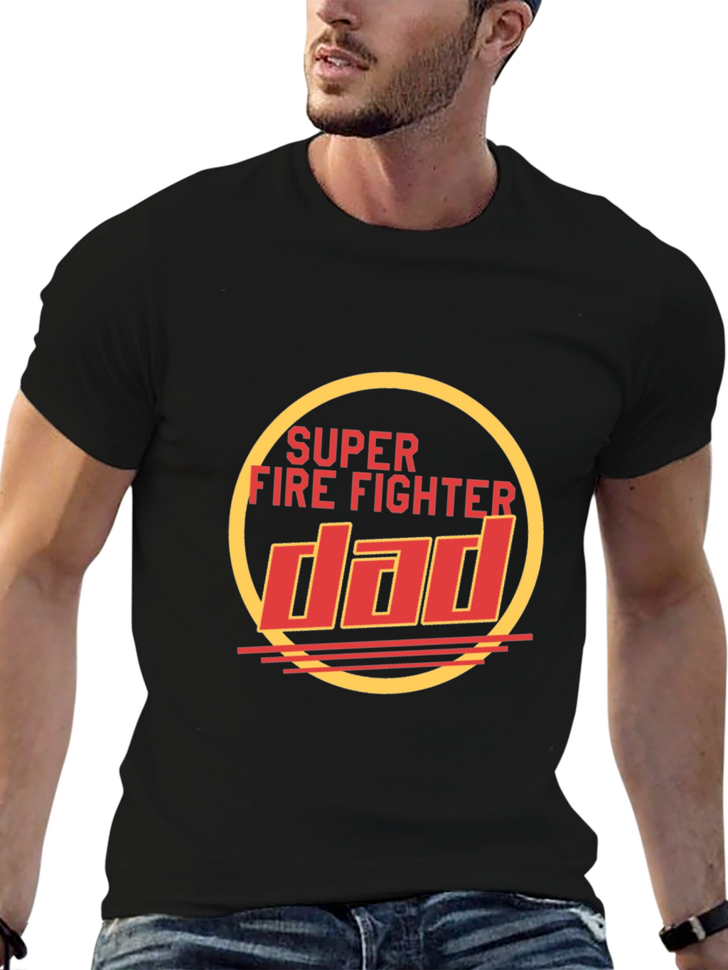 Super Firefighter Dad T-Shirt - Black
