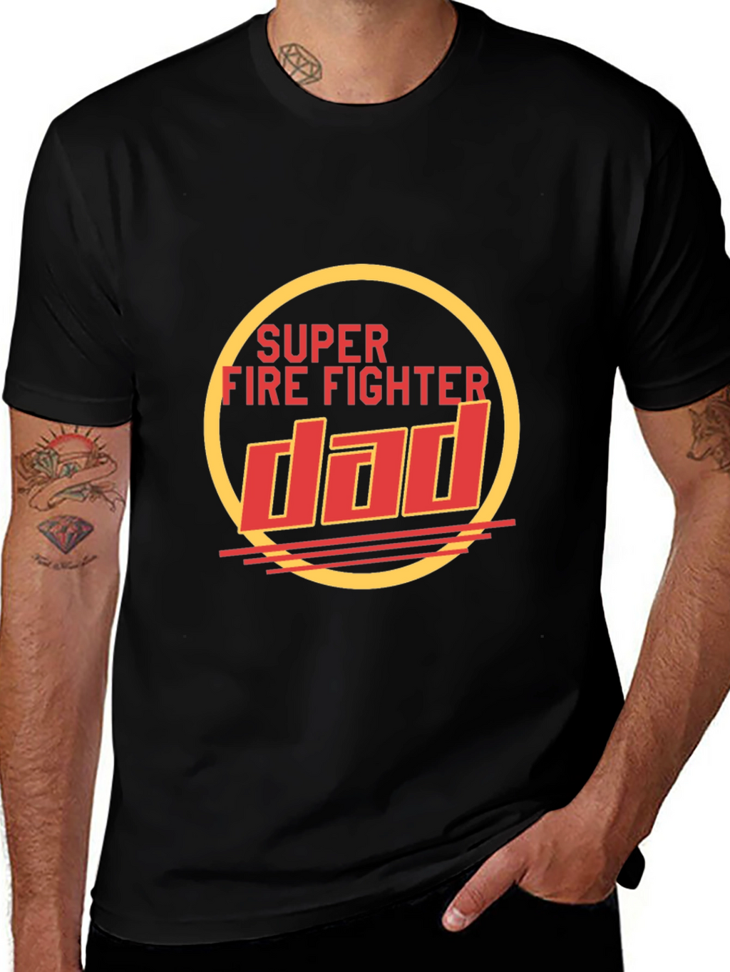 Super Firefighter Dad T-Shirt - Black