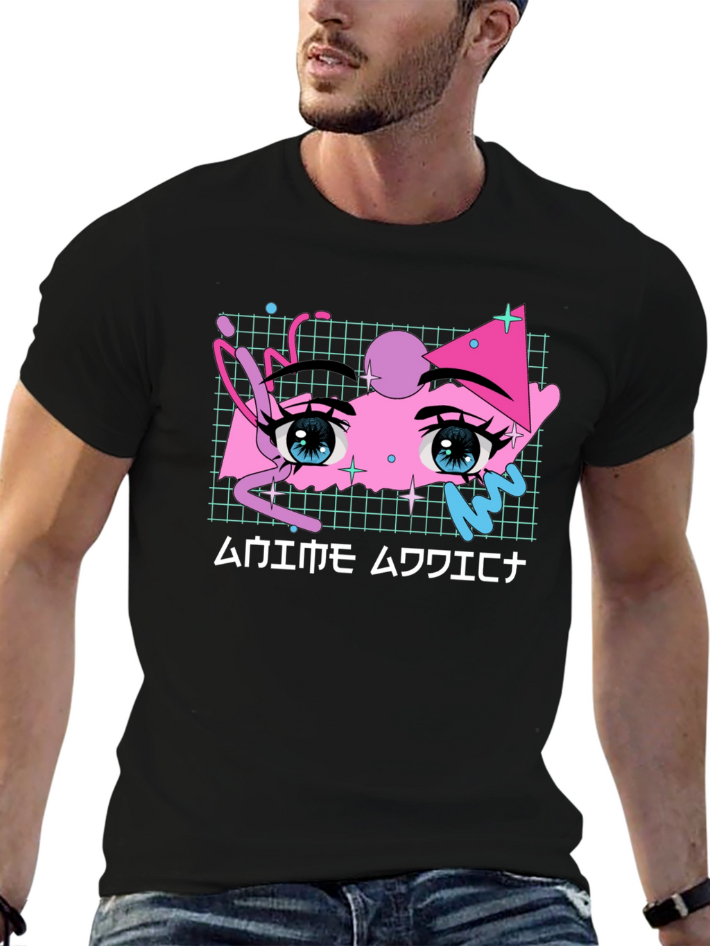 Anime Eyes Graphic Tee - Vaporwave Aesthetic Shirt