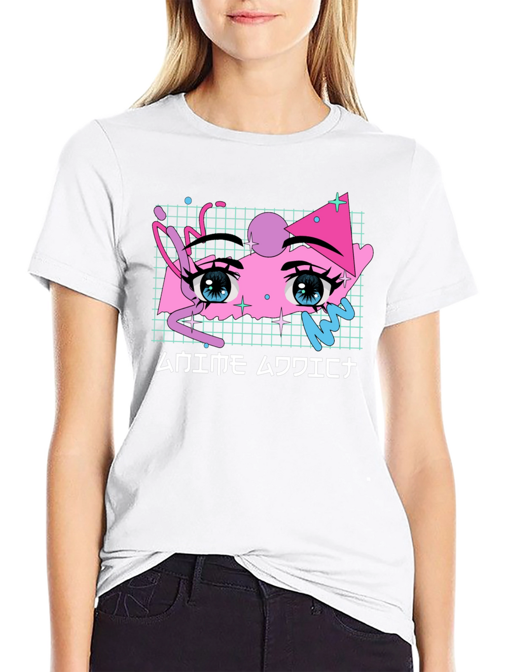 Anime Eyes Graphic Tee - Vaporwave Aesthetic Shirt