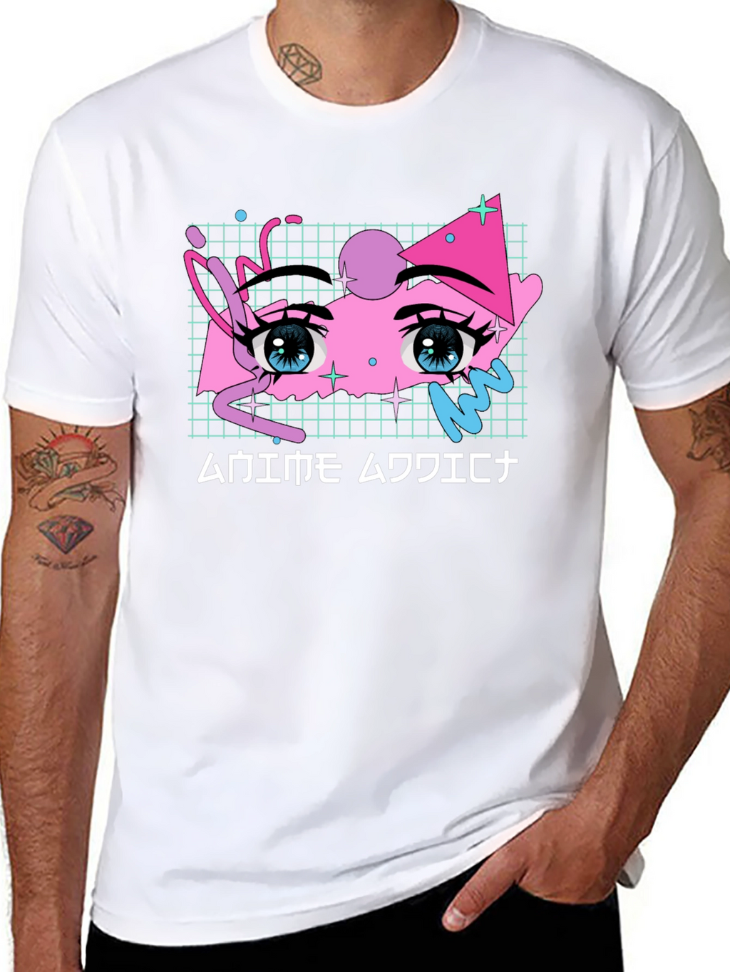 Anime Eyes Graphic Tee - Vaporwave Aesthetic Shirt