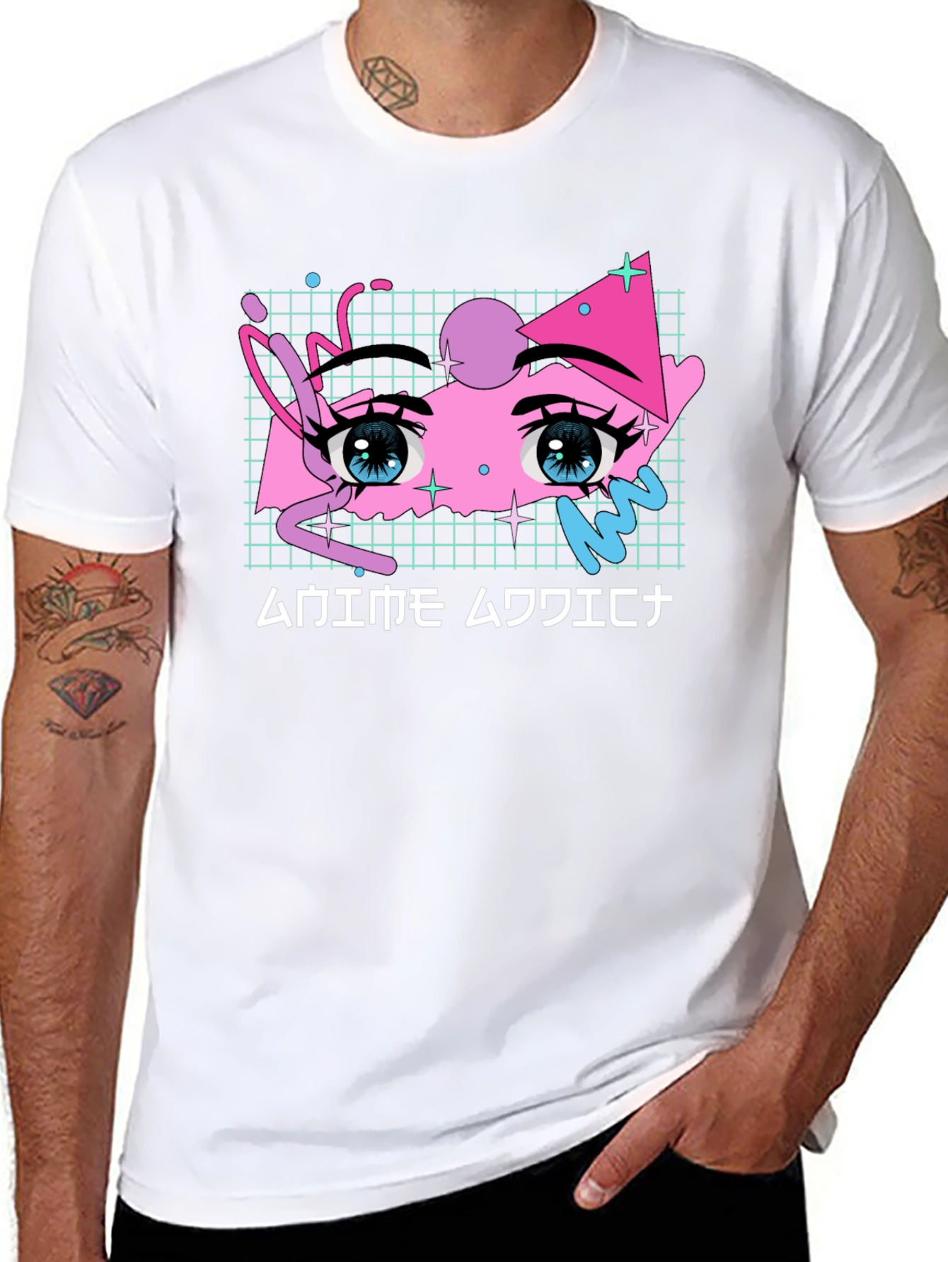 Anime Eyes Graphic Tee - Vaporwave Aesthetic Shirt