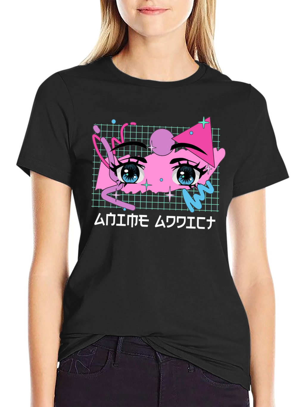 Anime Eyes Graphic Tee - Vaporwave Aesthetic Shirt