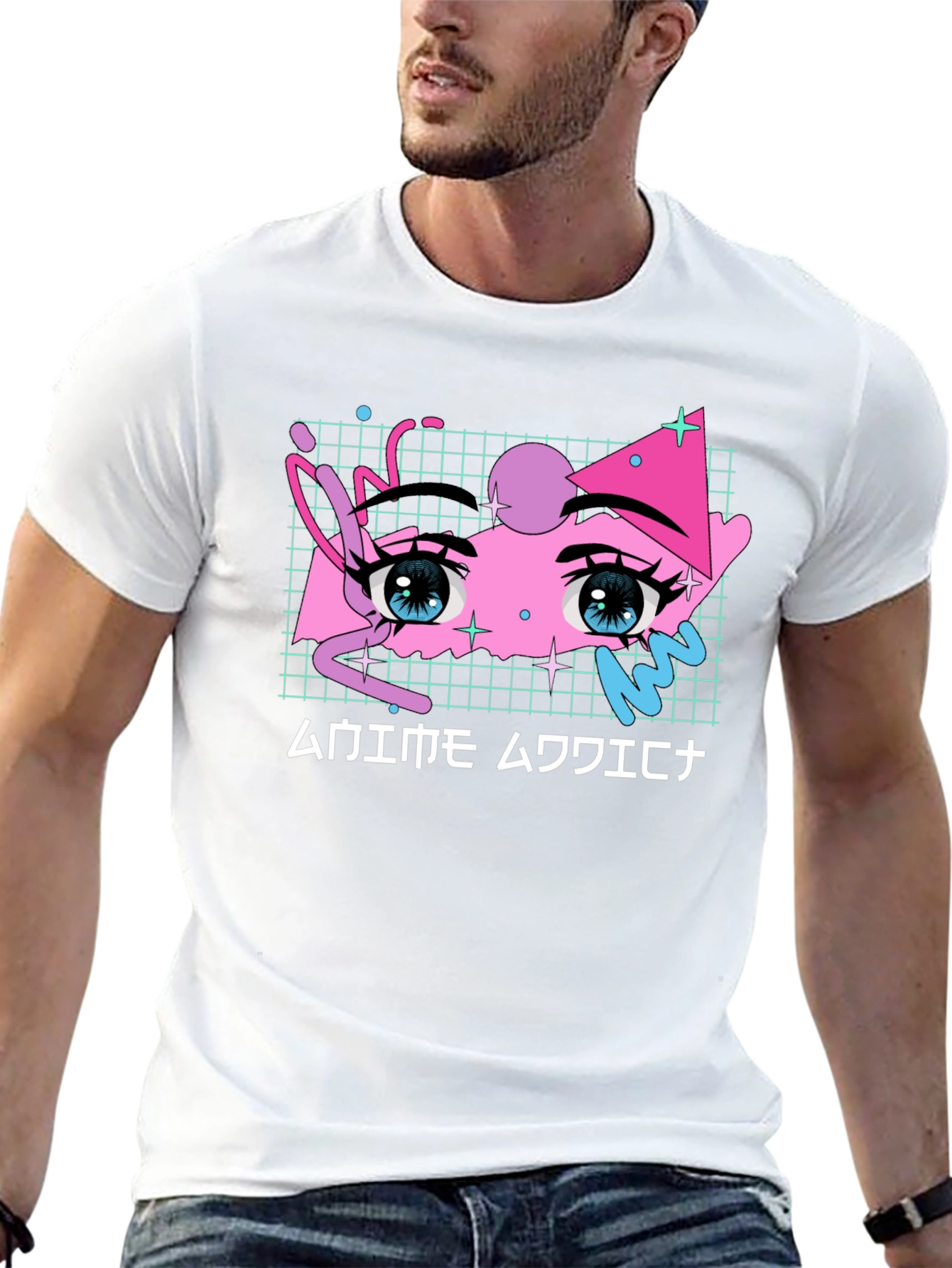 Anime Eyes Graphic Tee - Vaporwave Aesthetic Shirt