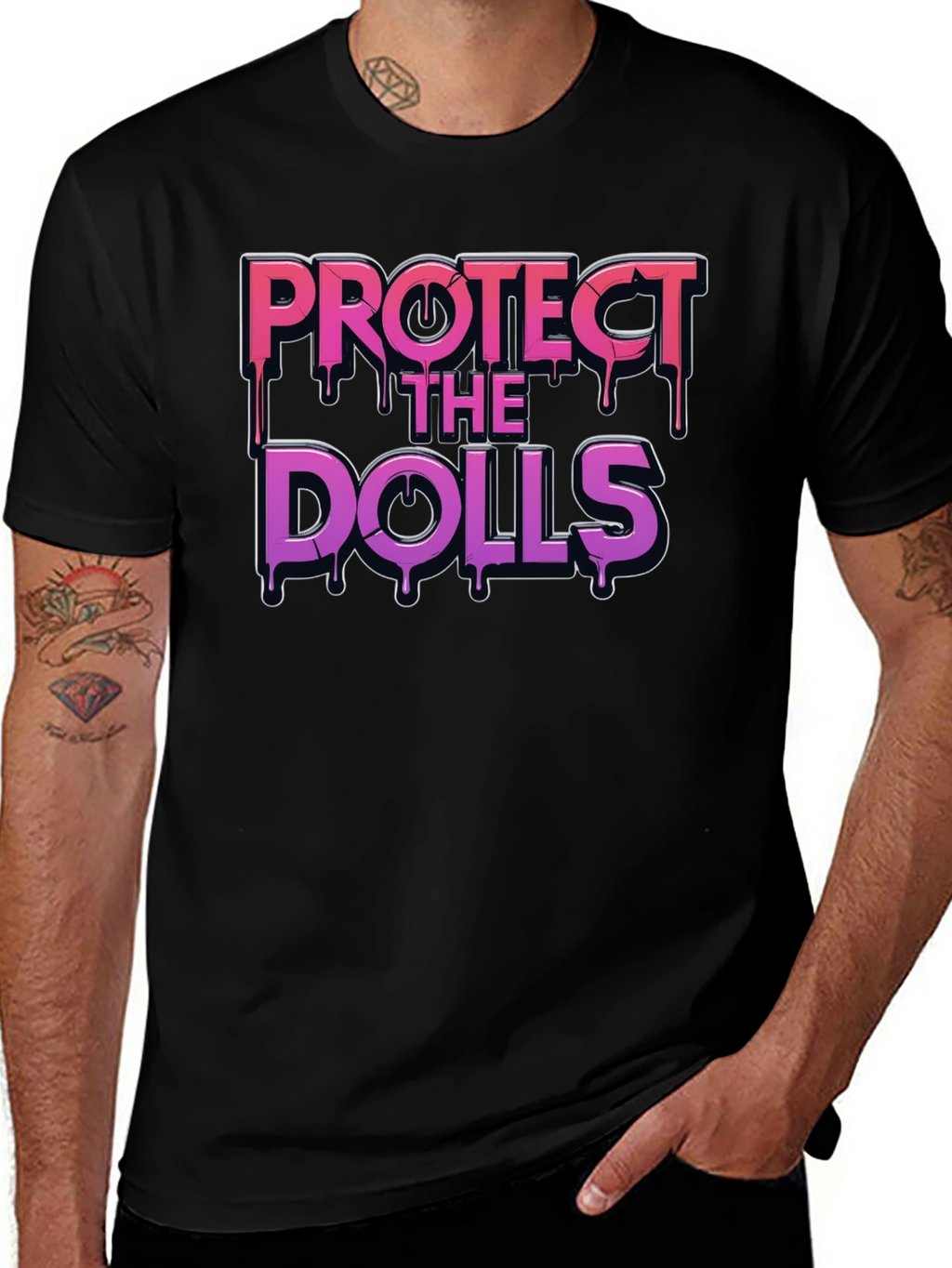 Protect the Dolls Graphic T-Shirt - Black