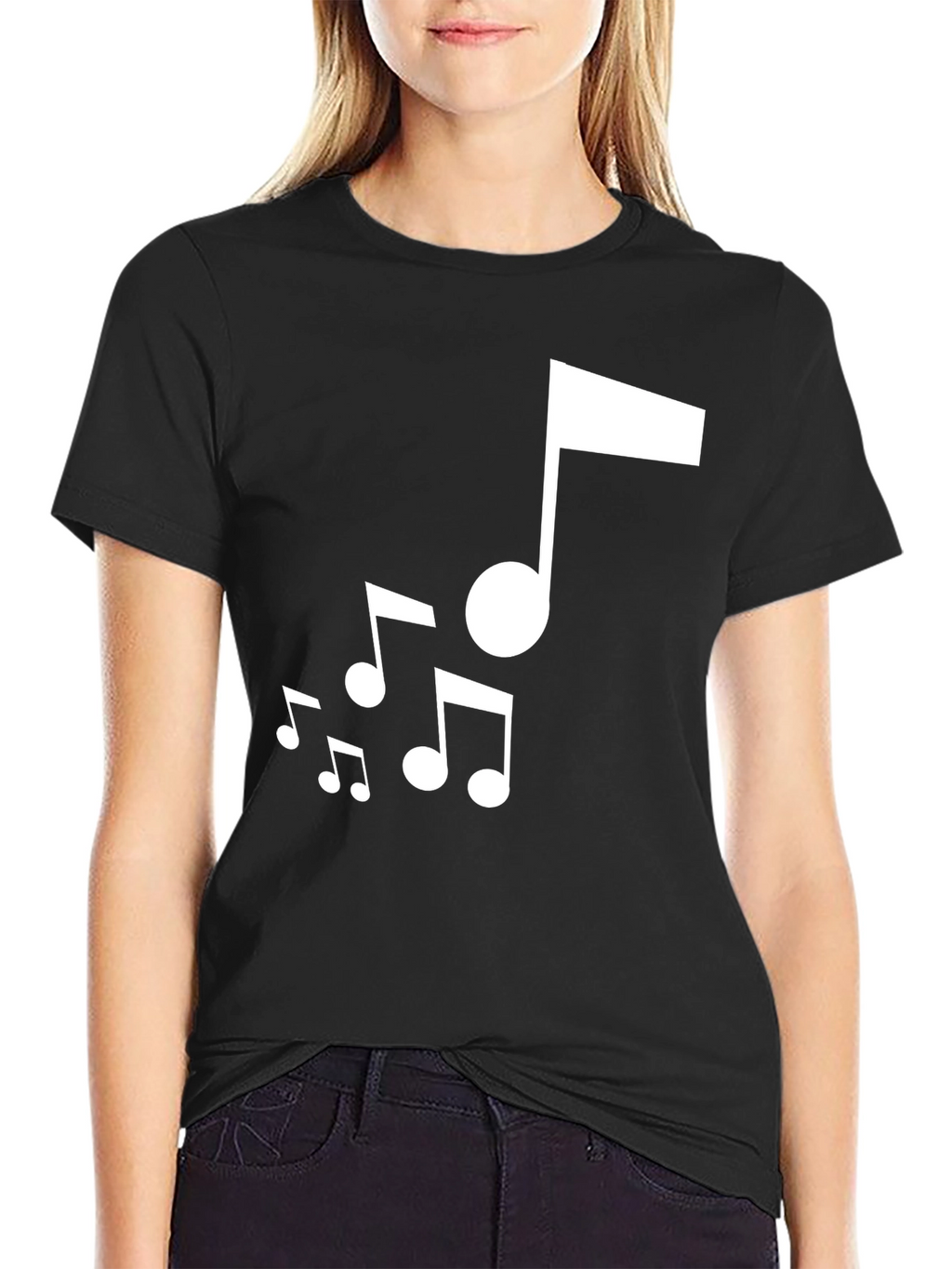 Musical Notes Graphic Black T-Shirt