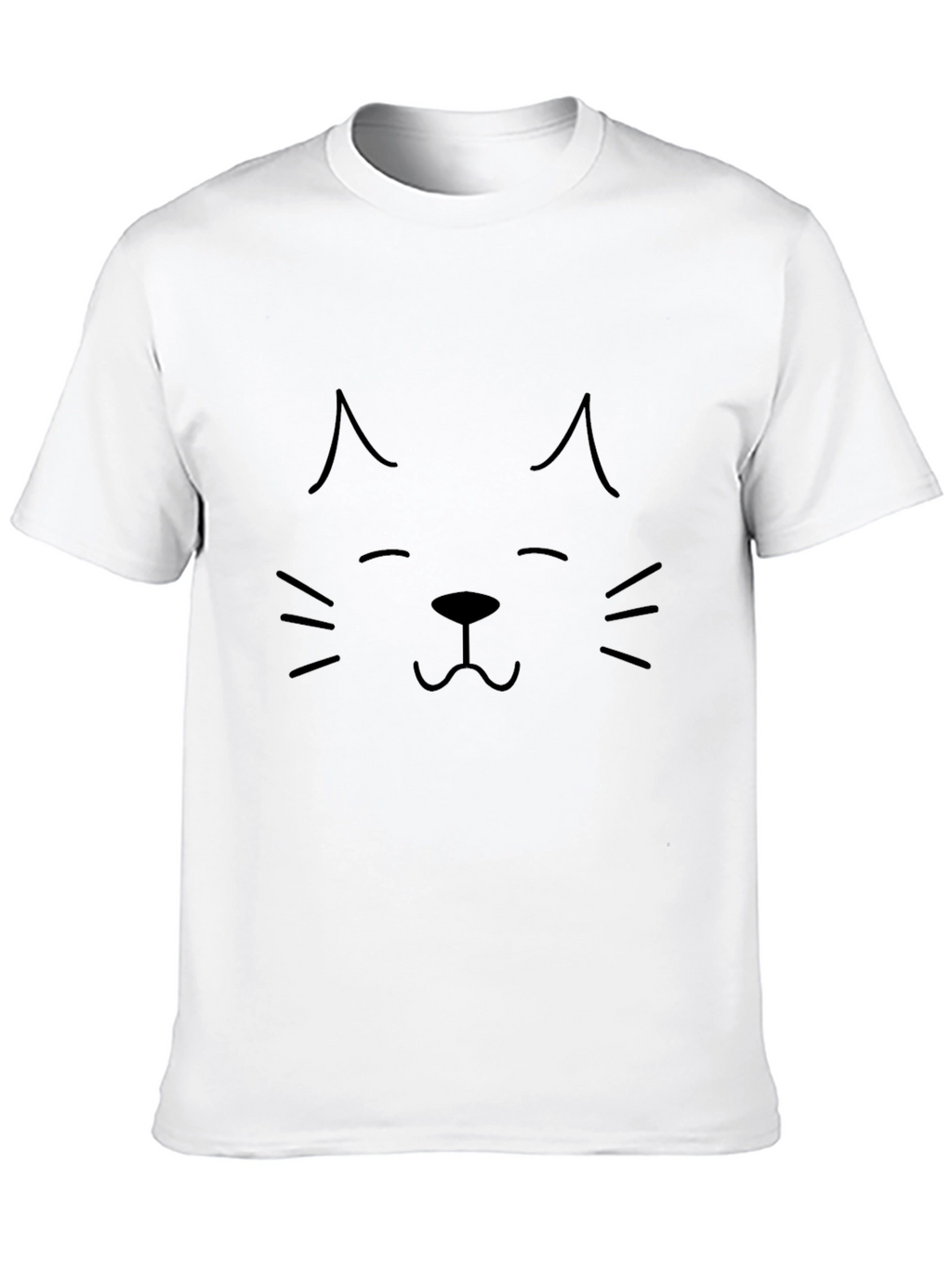 Cute Cat Face Graphic Black T-Shirt