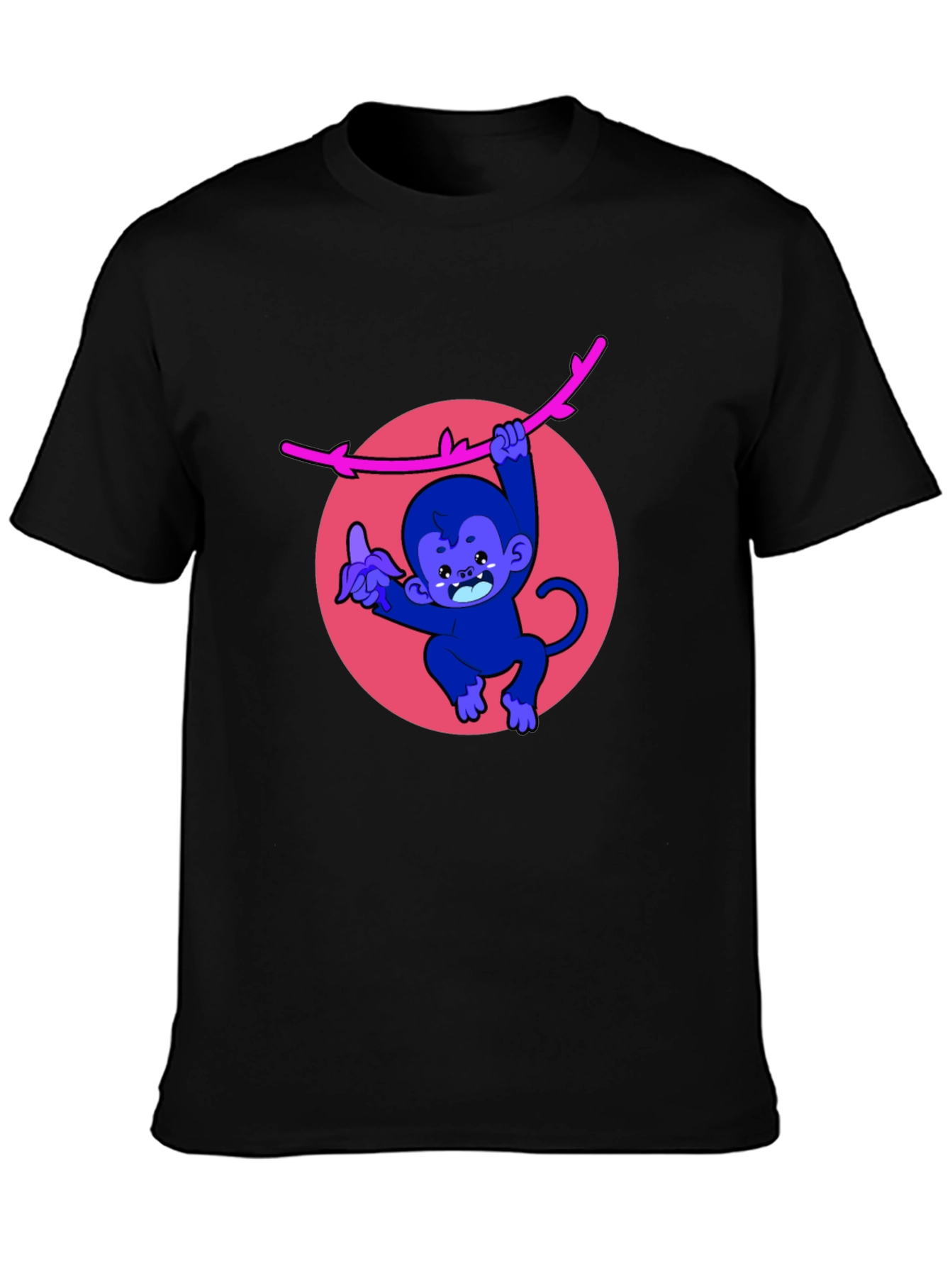 Monkey on a Branch Graphic Tee - Mens Black T-Shirt
