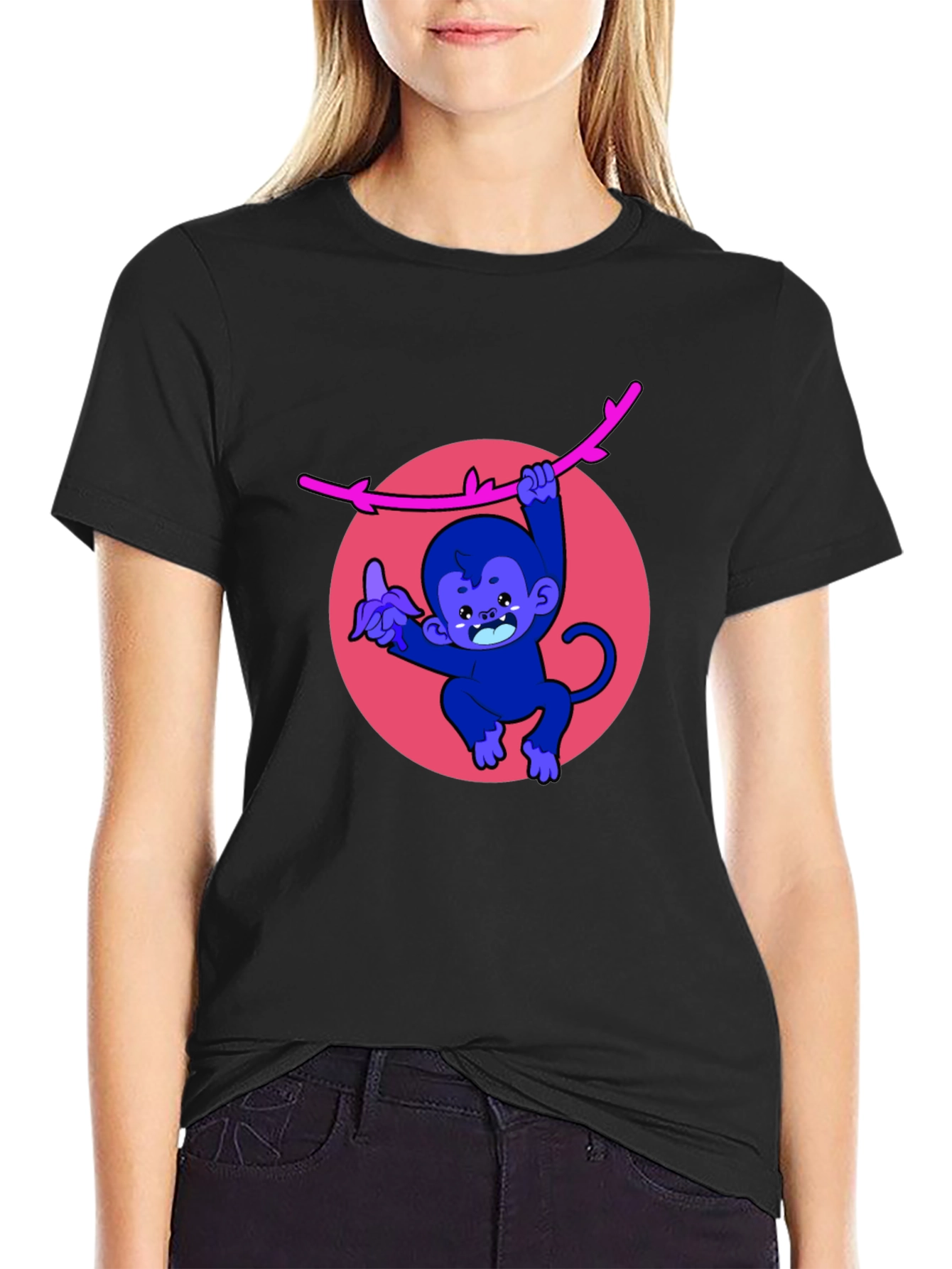 Monkey on a Branch Graphic Tee - Mens Black T-Shirt