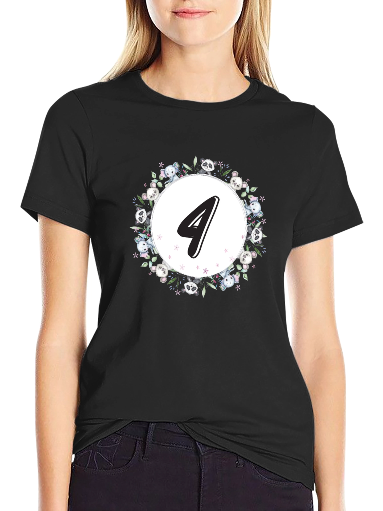 Cute Number 4 Kids Birthday T-Shirt