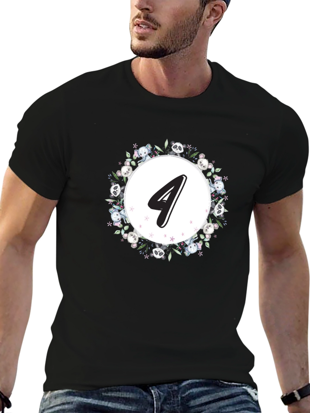 Cute Number 4 Kids Birthday T-Shirt
