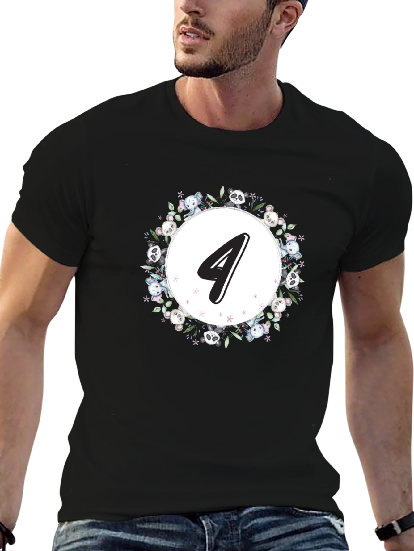 Cute Number 4 Kids Birthday T-Shirt