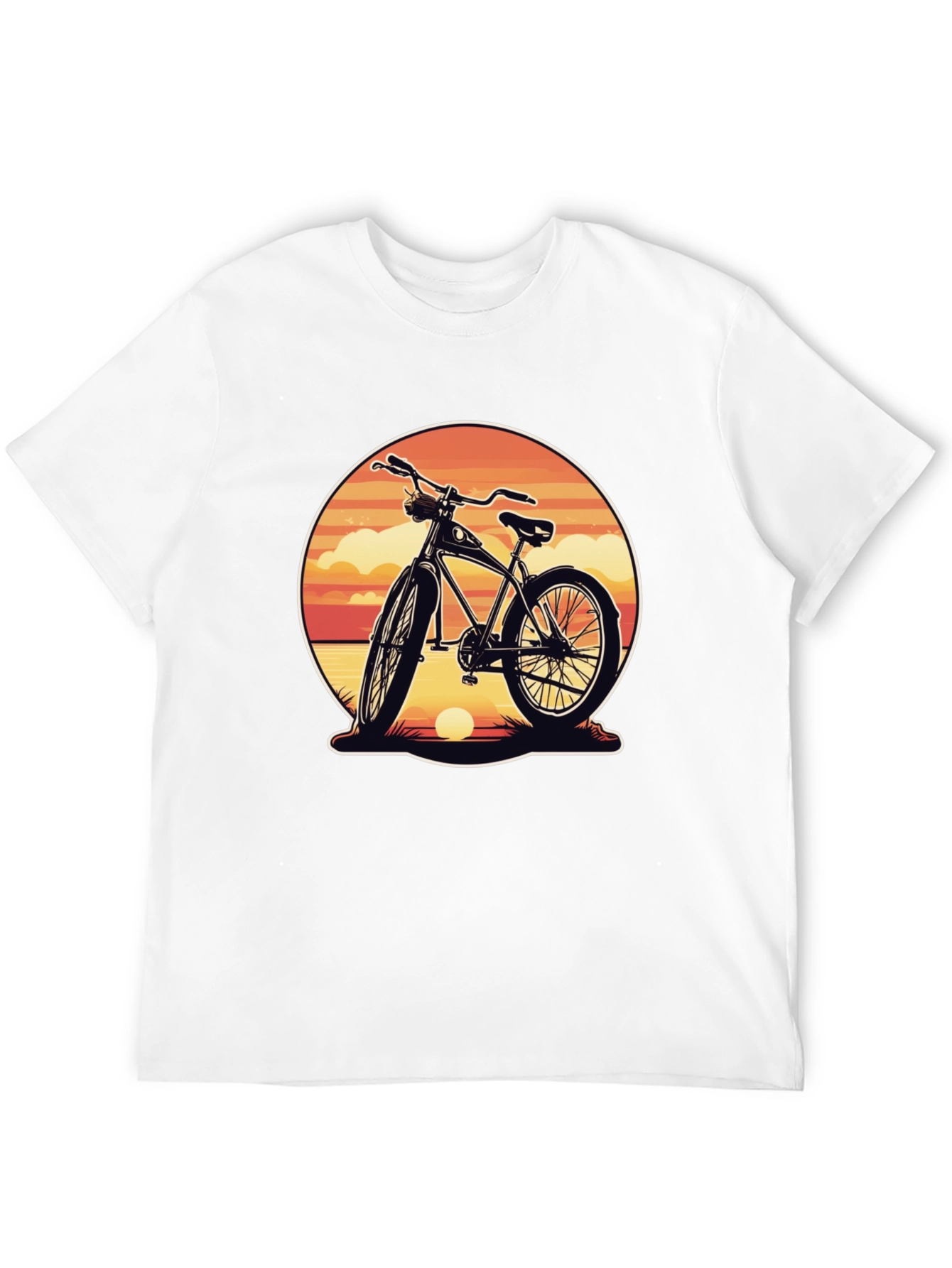Retro Bicycle Sunset Graphic Tee - Classic Black Shirt