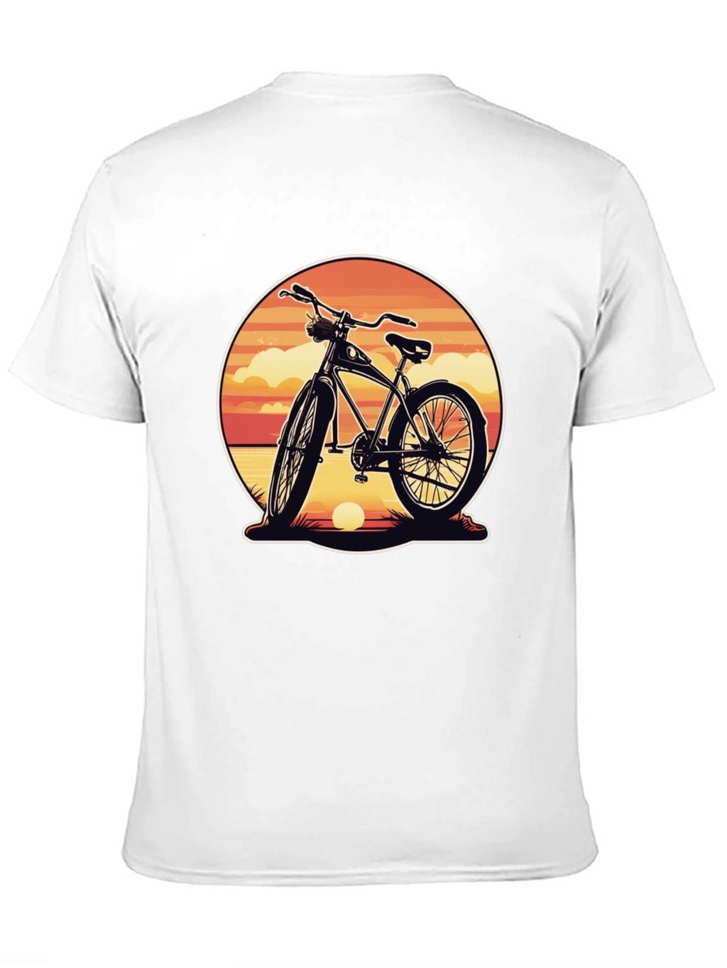 Retro Bicycle Sunset Graphic Tee - Classic Black Shirt