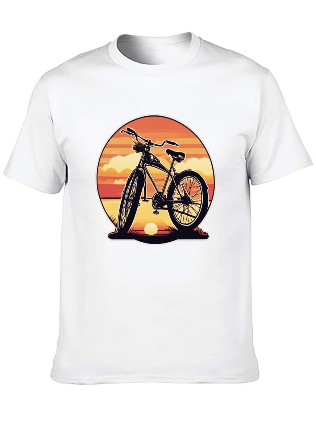 Retro Bicycle Sunset Graphic Tee - Classic Black Shirt