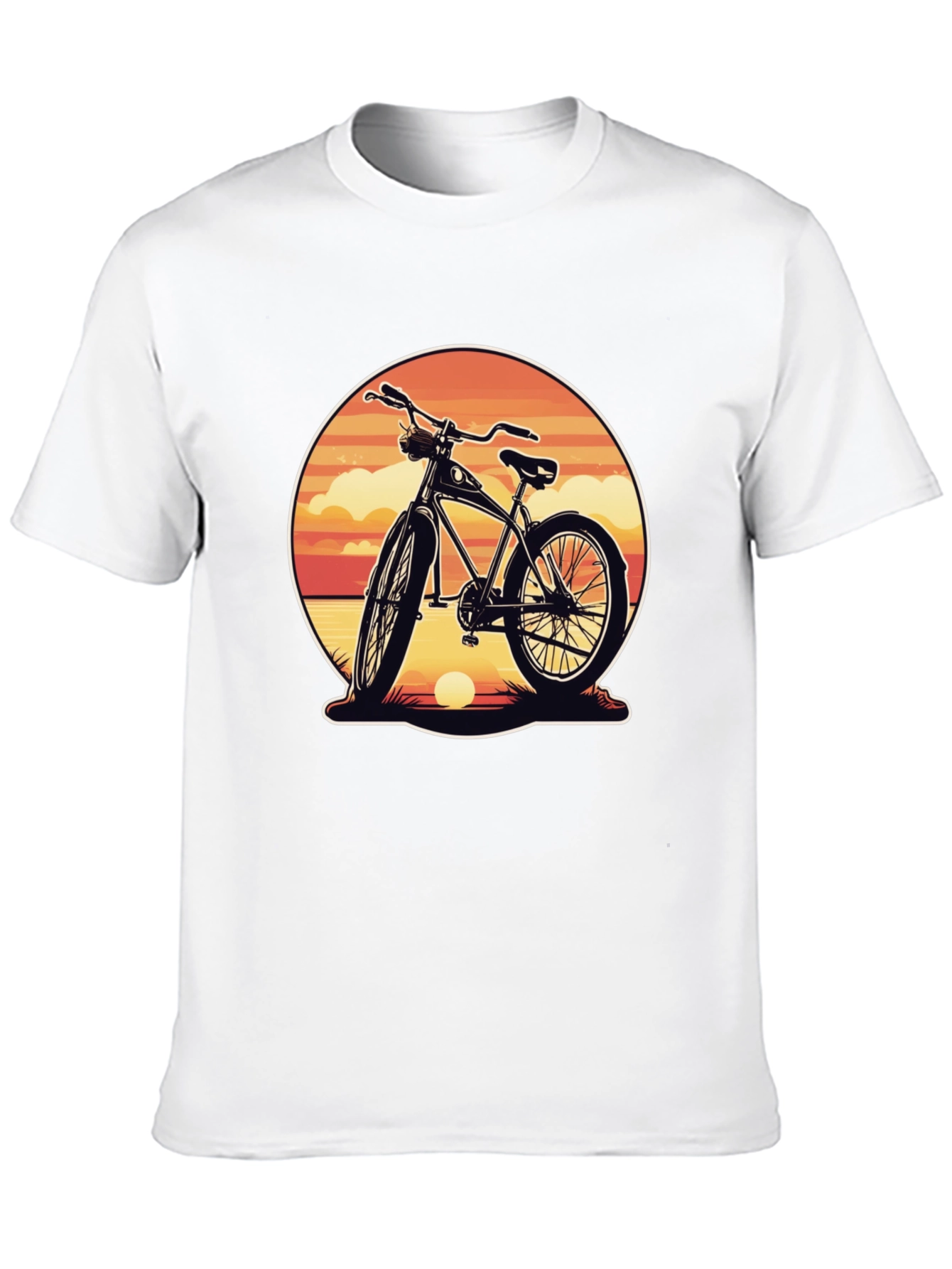 Retro Bicycle Sunset Graphic Tee - Classic Black Shirt