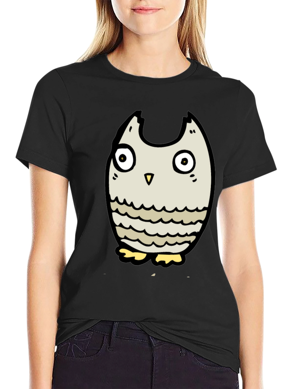 Black Owl Graphic Tee - Mens Cartoon Owl T-Shirt