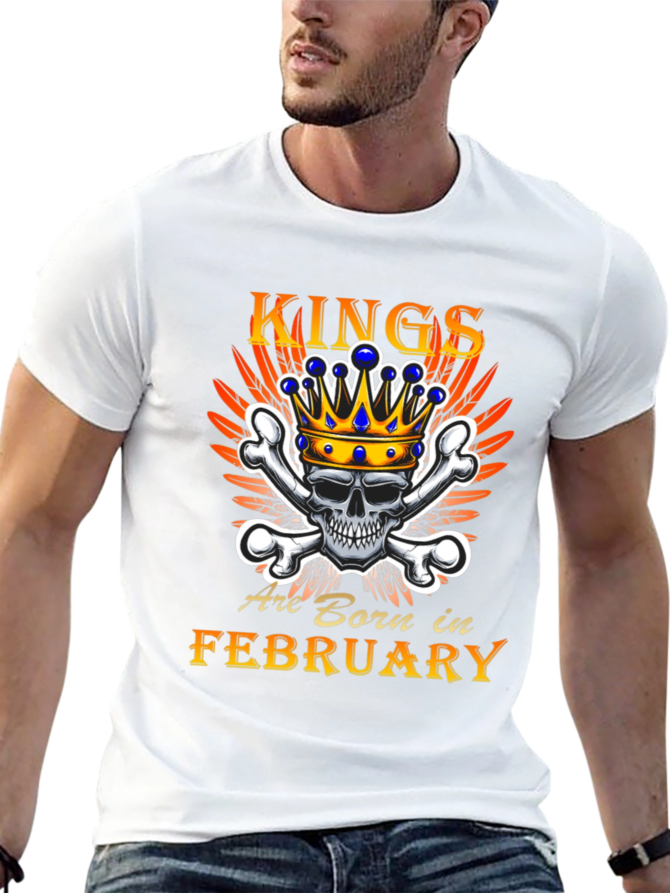 King Born in February Skull Graphic Tee