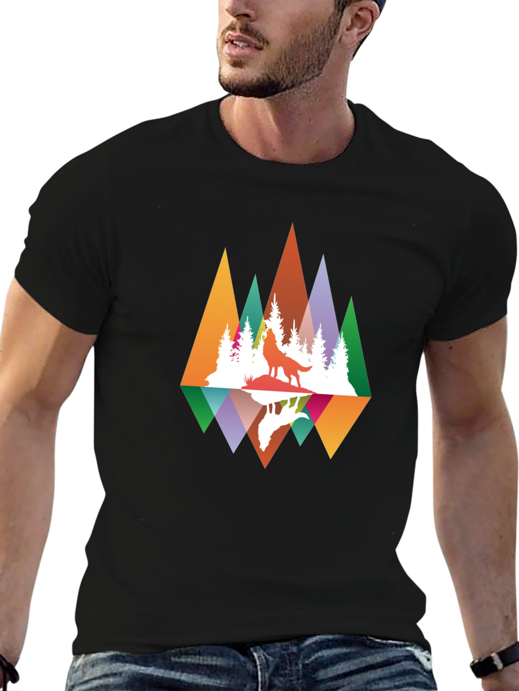 Wolf Reflection Graphic Tee - Nature Inspired Design