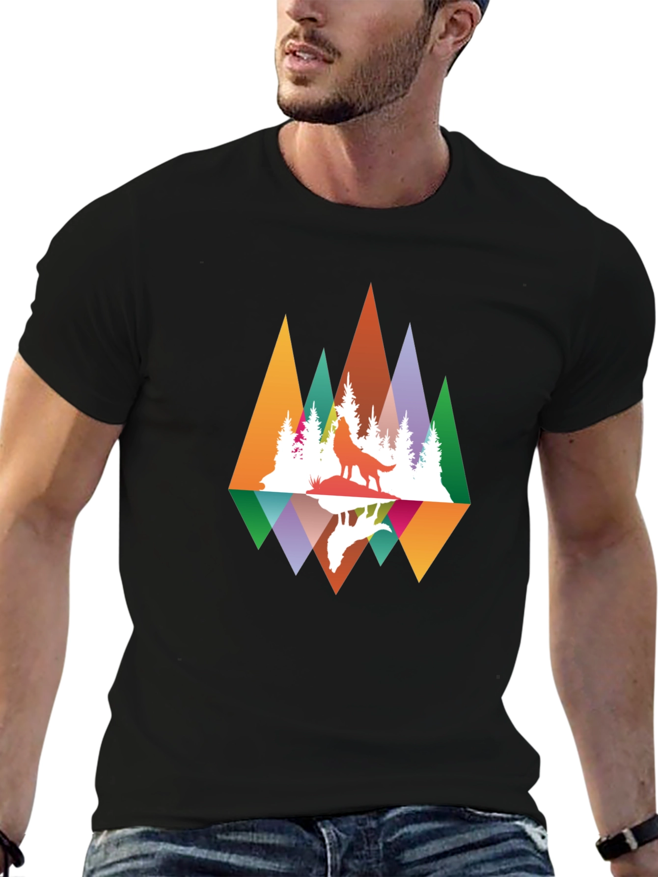 Wolf Reflection Graphic Tee - Nature Inspired Design