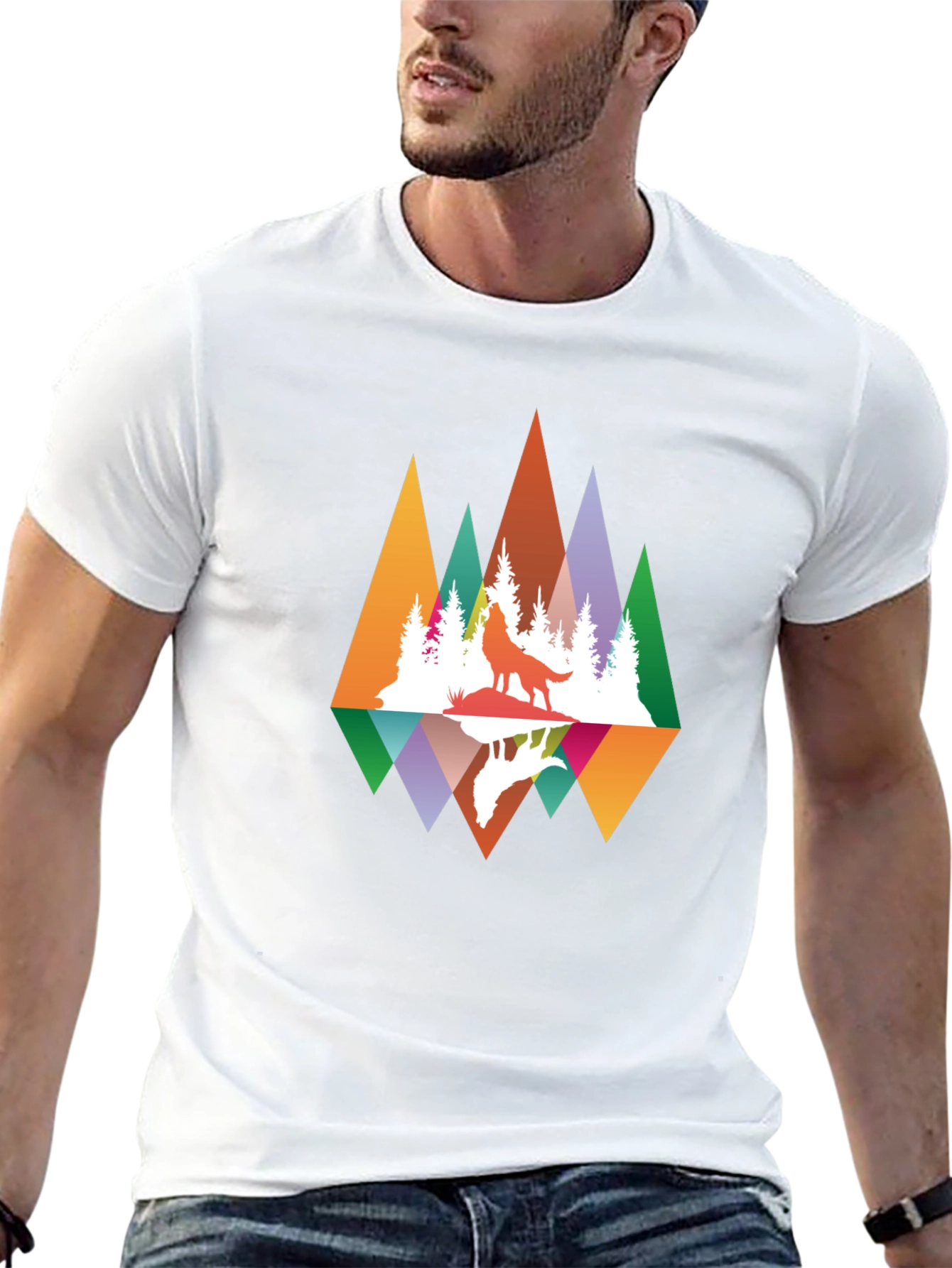 Wolf Reflection Graphic Tee - Nature Inspired Design