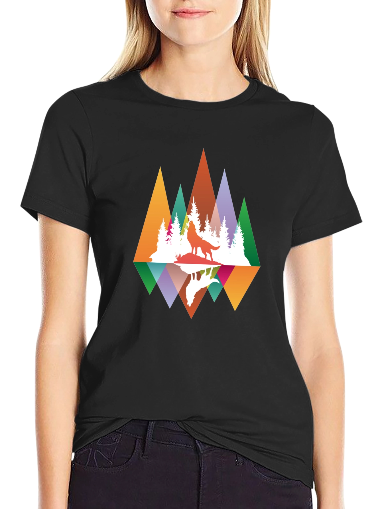 Wolf Reflection Graphic Tee - Nature Inspired Design