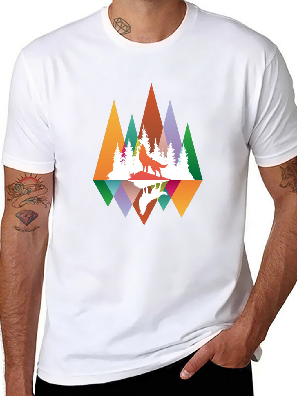 Wolf Reflection Graphic Tee - Nature Inspired Design