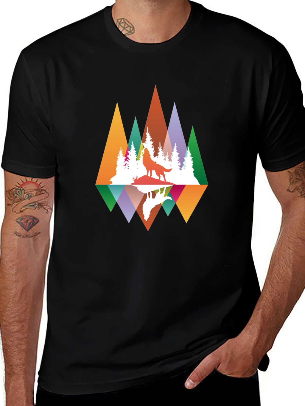 Wolf Reflection Graphic Tee - Nature Inspired Design