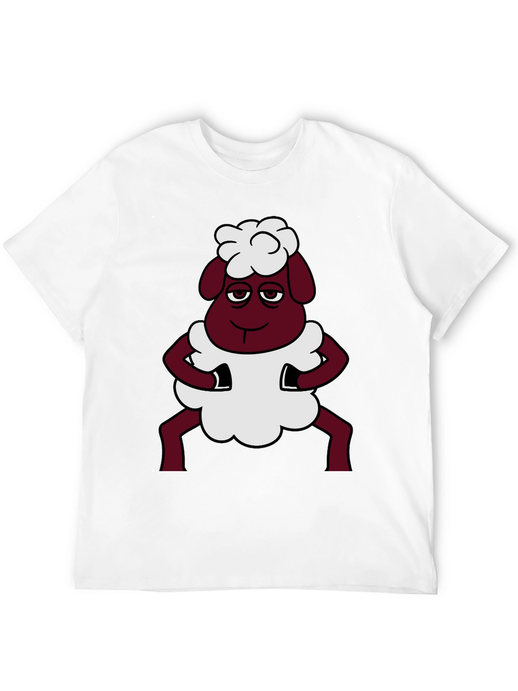 Funny Sheep Cartoon Graphic Black T-Shirt