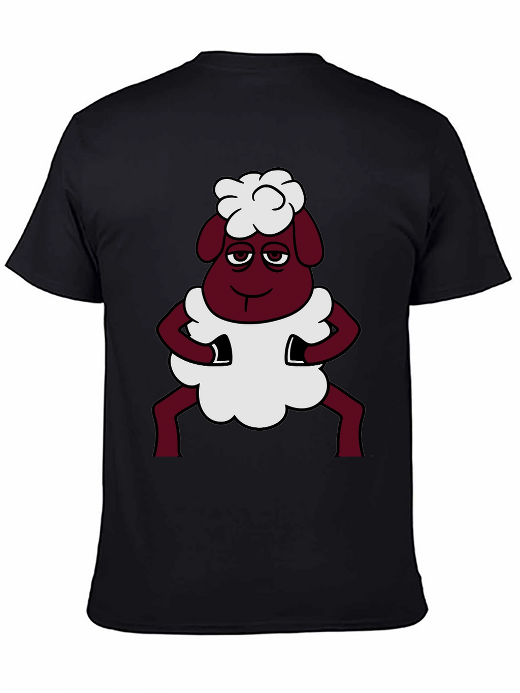 Funny Sheep Cartoon Graphic Black T-Shirt