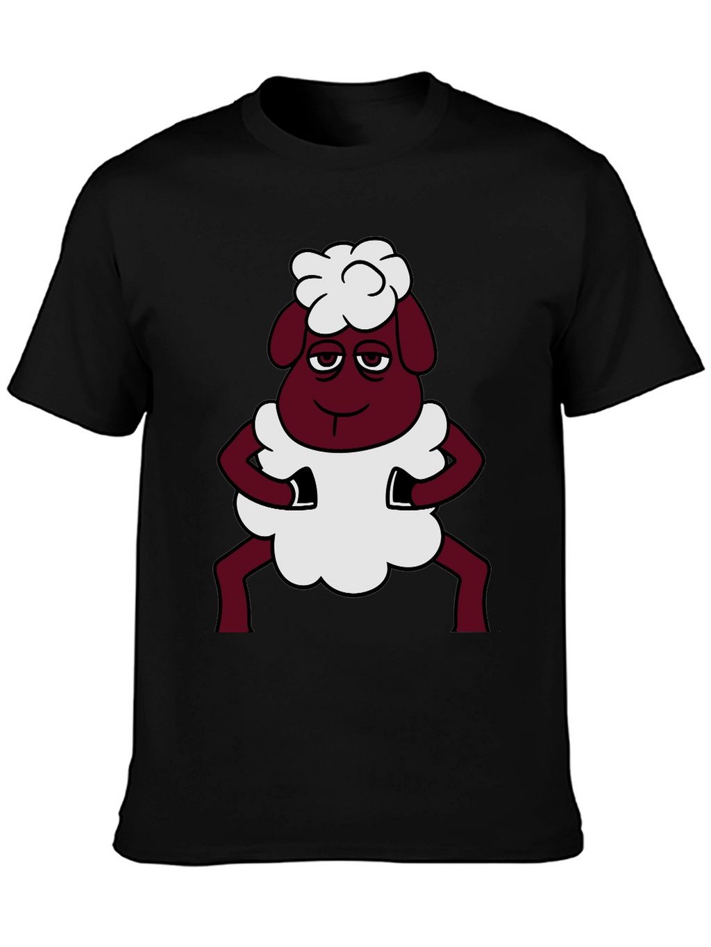 Funny Sheep Cartoon Graphic Black T-Shirt