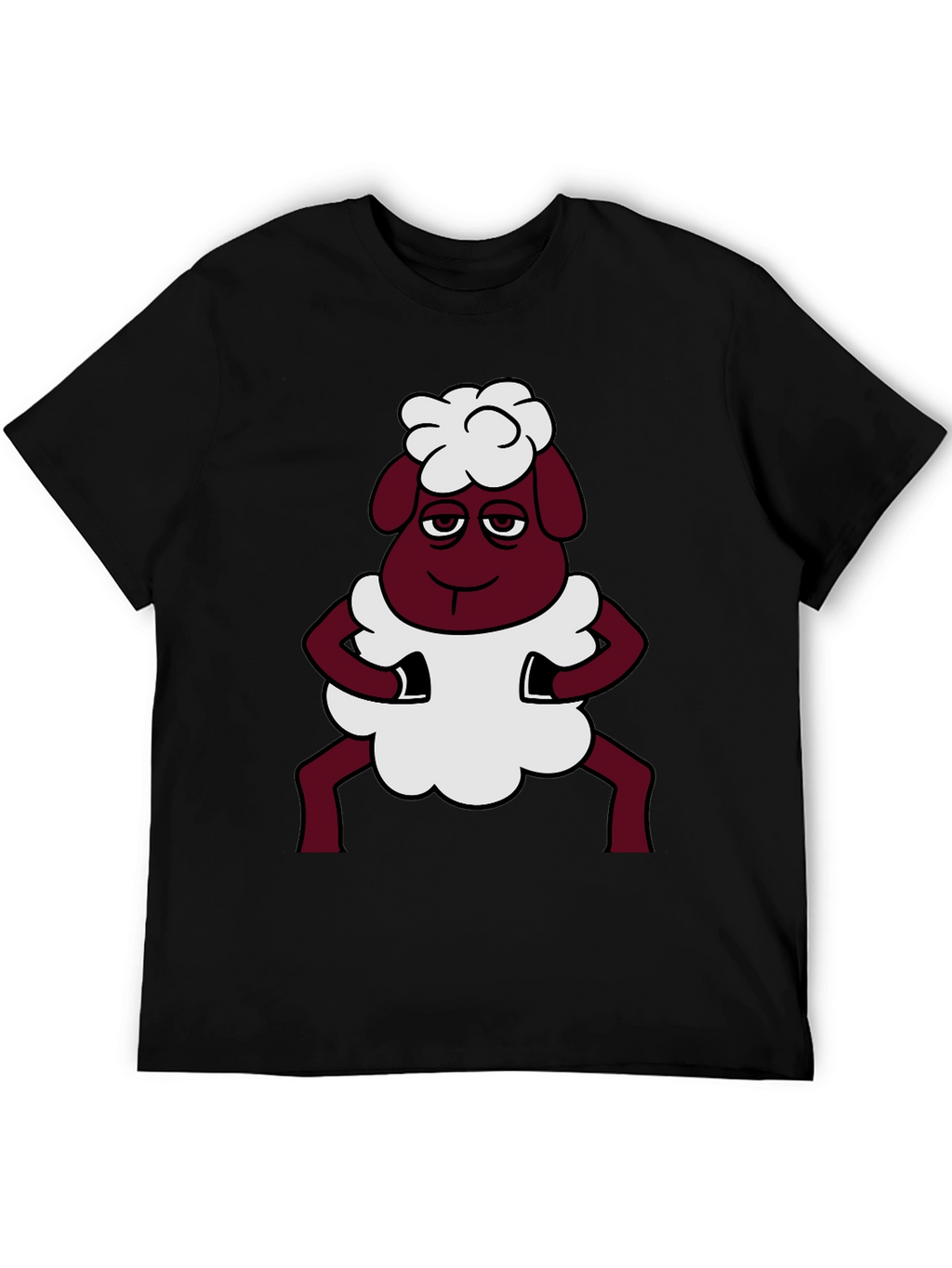 Funny Sheep Cartoon Graphic Black T-Shirt