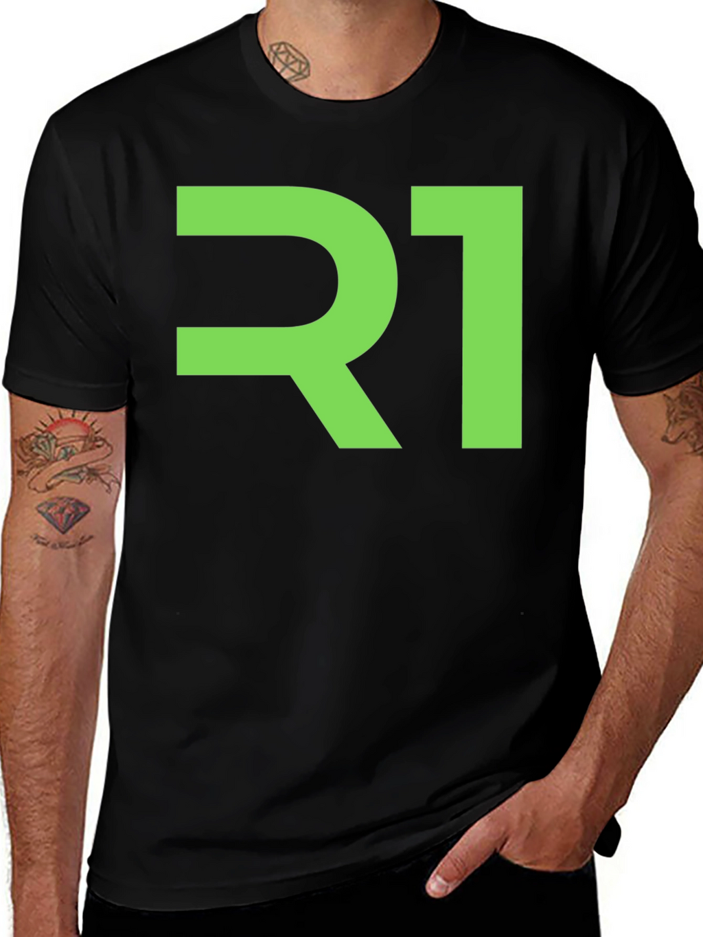 R1 Graphic Tee - Black Cotton Blend