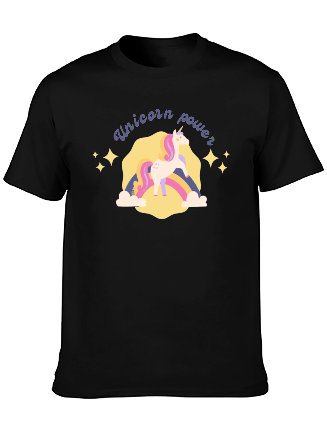 Unicorn Power Graphic Tee - Black Cotton T-Shirt